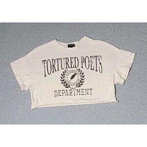 Originality Short Sleeve Cropped Tshirt Womens Size XS White "Tortured Poet...